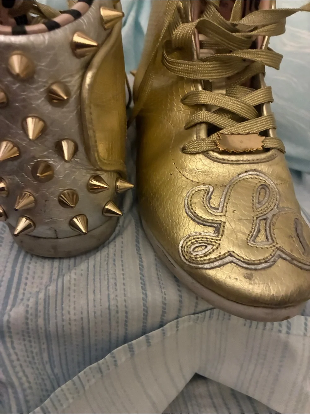 Reebok Metallic Gold High-Top Lace-Up Sneakers